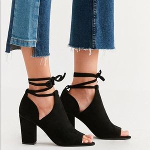 Fierce Vegan Lace Up Peep Toe Bootie